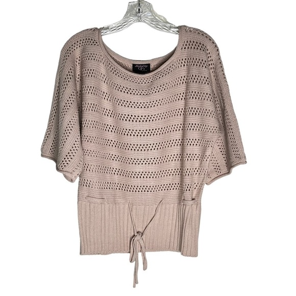 HOOKED UP by IOT Silver Sparkle Pink Knit 3/4 Sleeves Sweater Junior's Size L - Picture 12 of 16